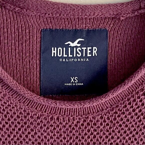 Hollister Ombre Pullover Mens Size XS Sweater Burgundy Red Long Sleeve Top - Picture 2 of 7